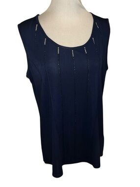 italian made oversized përla rhinestone scoop neck tank top women’s large